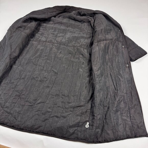 Vtg 100% Silk Quilted Long Coat Womens XL(?) Japanese Avant Garde Shimmer Black - Picture 9 of 11